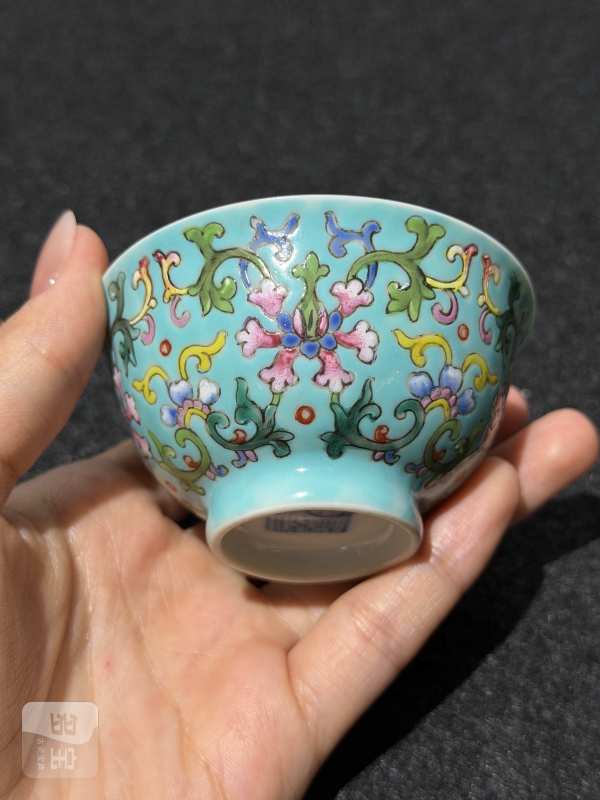 清乾隆 松石绿地宝相花纹杯 - 图4